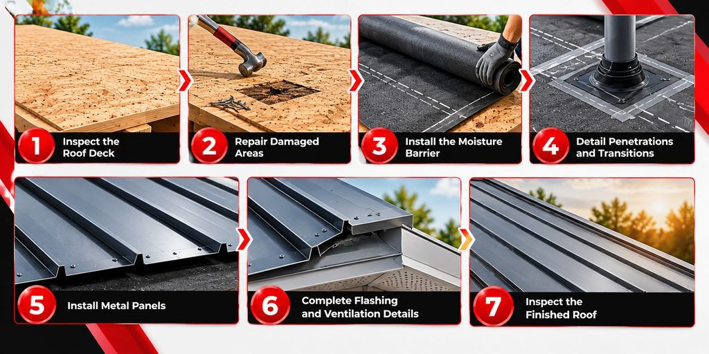 How Is a Moisture Barrier Installed Under a Metal Roof