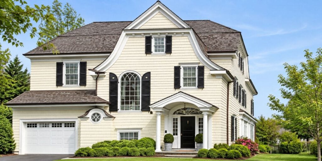 Yellow House and Brown Roof Color Combinations